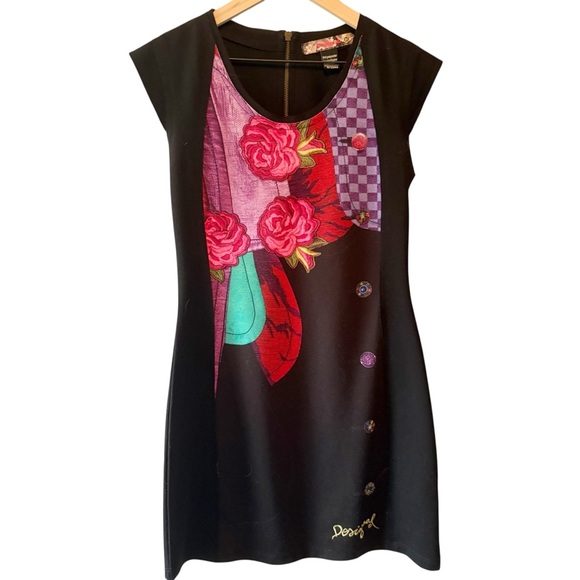 Desigual Serena Multicolor Patterned Dress Short sleeve‎ sz M - Picture 1 of 7